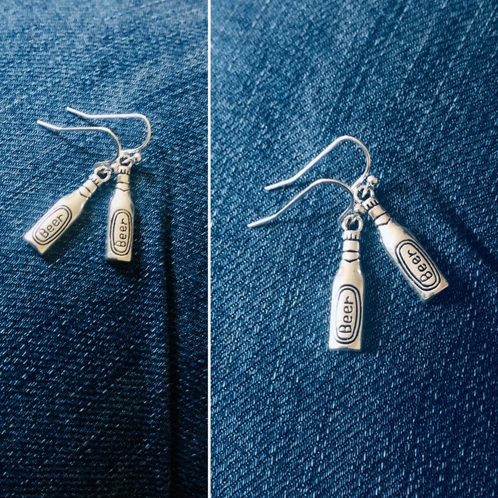 Fun & Playful Silver Beer Earrings NWT